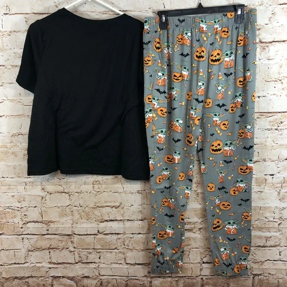 NEW Munki munki Yoda Star Wars womens large halloween pajamas set nite nite … - Picture 5 of 5